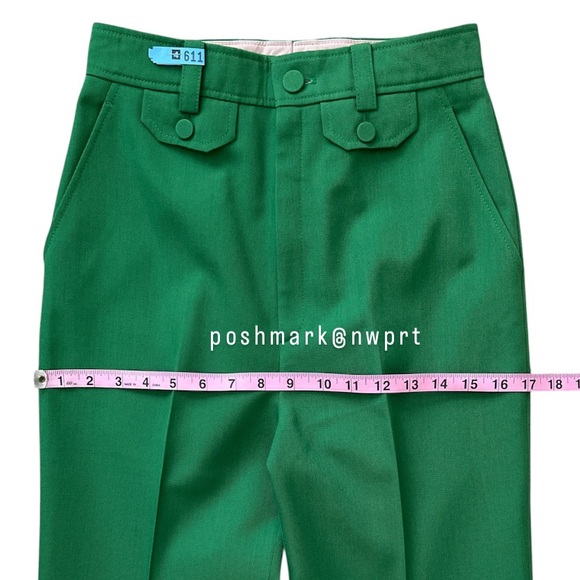GUCCI 🍏 Green Trousers Pants High Waist Rise Cropped Kick Flare 36 0 XS - Picture 13 of 16